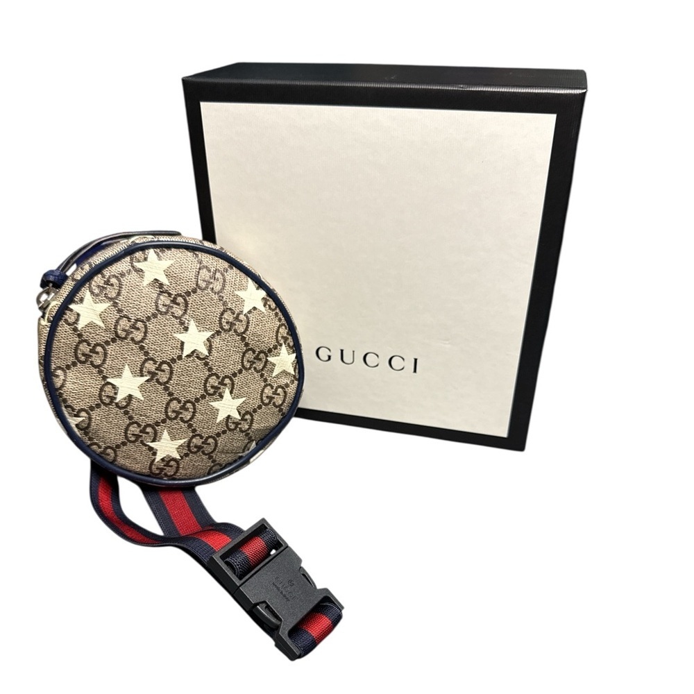 Gucci Supreme GG Beige and White Star Pattern Belt Bag Red Blue Beige